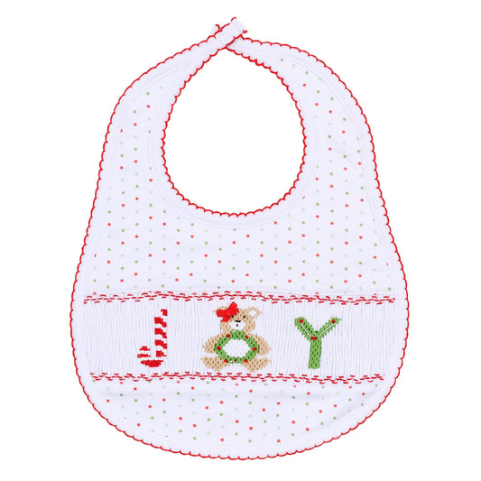 Christmas Joy Classics Smocked Bib - Red Girl