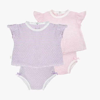 Paty 2pc S/S Flutter Set, pink or lilac