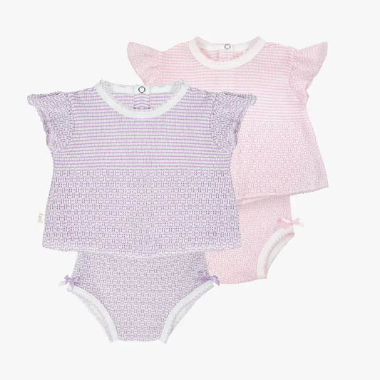 Paty 2pc S/S Flutter Set, pink or lilac