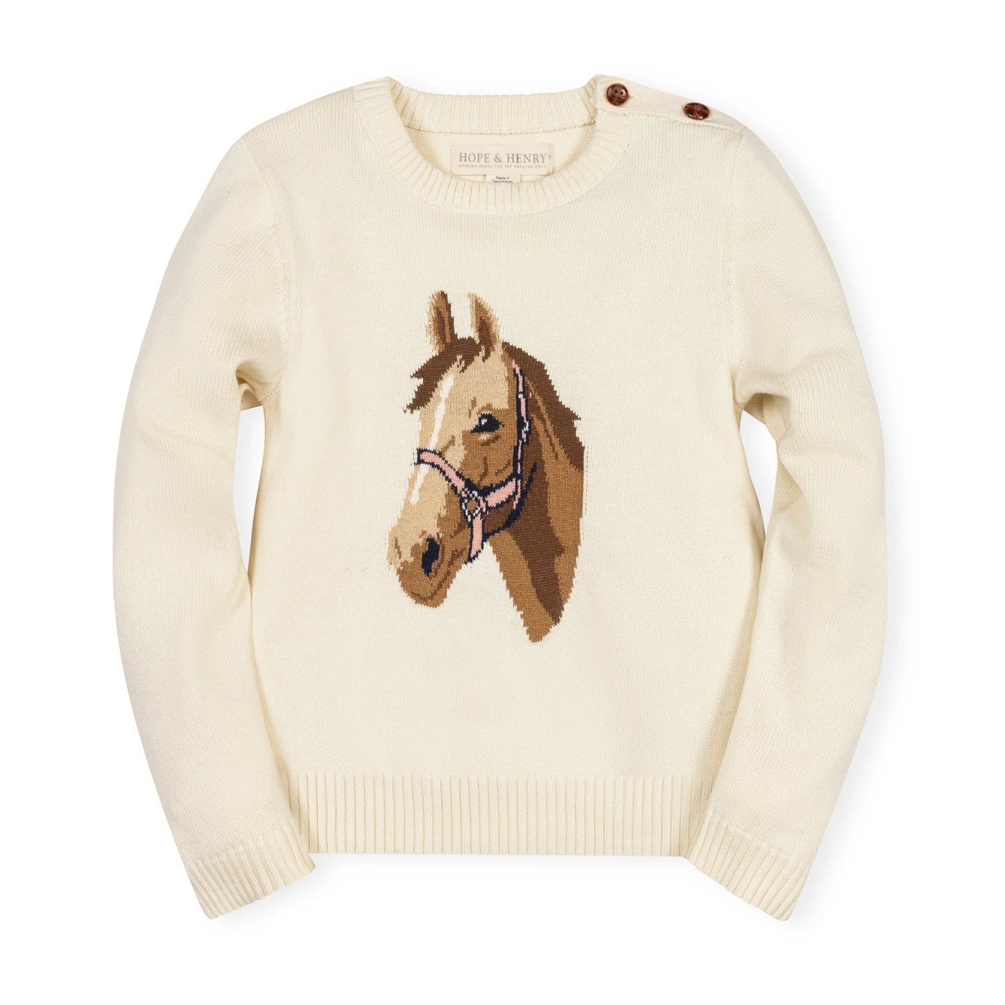 Girls Horse Intarsia Sweater