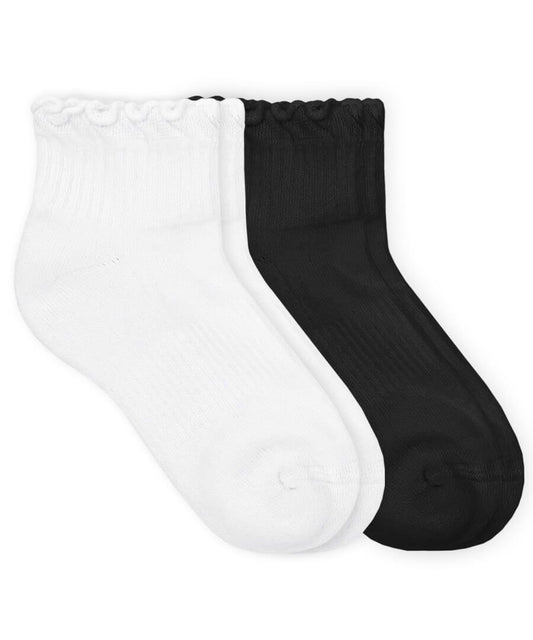 Jefferies Socks Smooth Toe Ruffle Ripple Edge Sport Quarter Socks 1 Pair, White