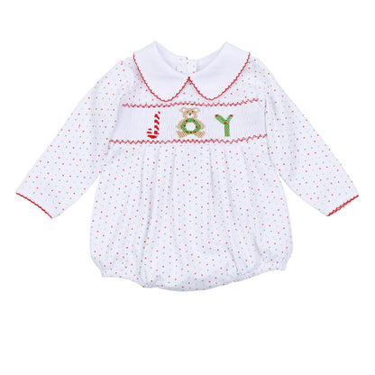 Christmas Joy Classics Smocked Long Sleeve Bubble - Red Boy