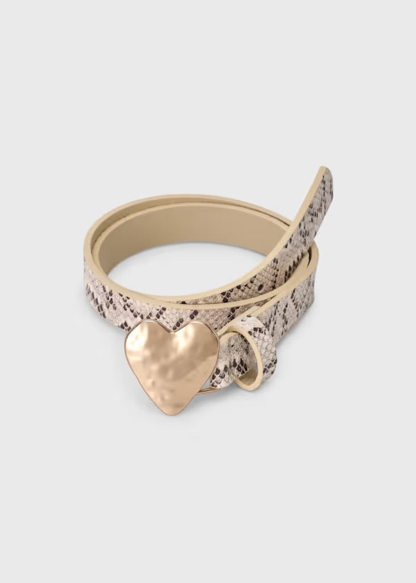 Girls Printed Belt w/Heart Buckle