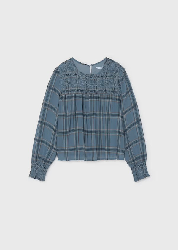 Indigo Plaid Blouse