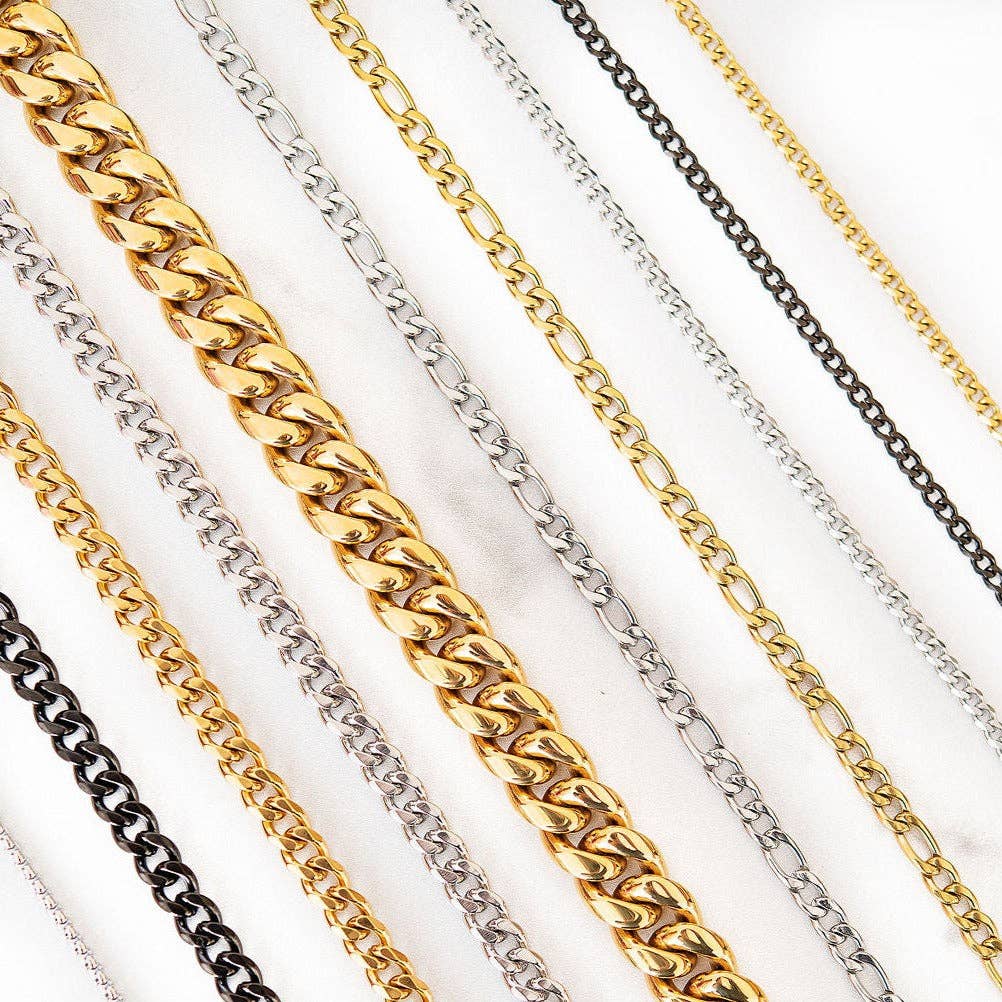 Thin Cuban Link Chain | Black
