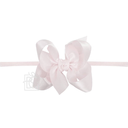 1/4" PANTYHOSE BABY HEADBAND W/SATIN BOW  (COLOR OPTIONS)