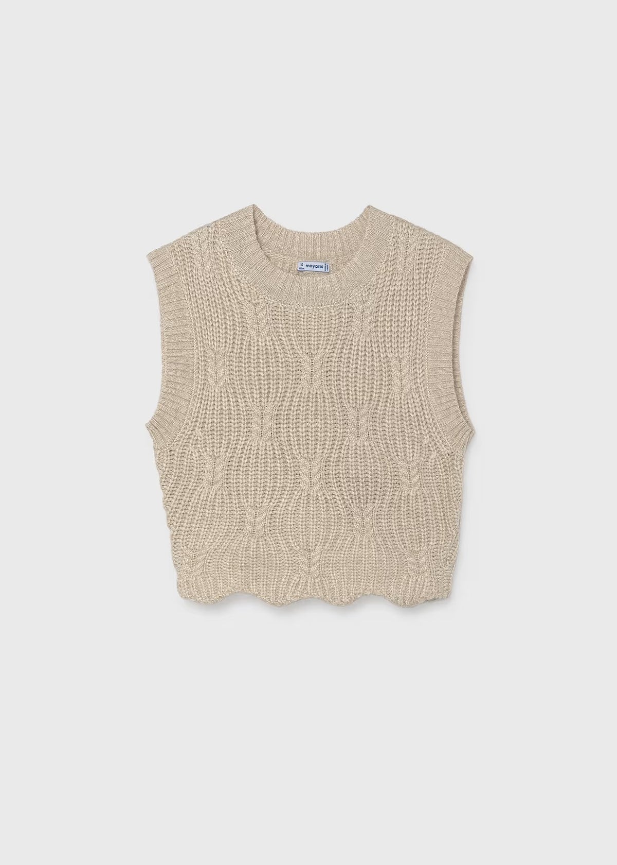 Open Back Cable Vest, Cream