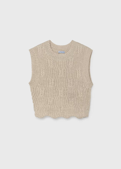 Open Back Cable Vest, Cream