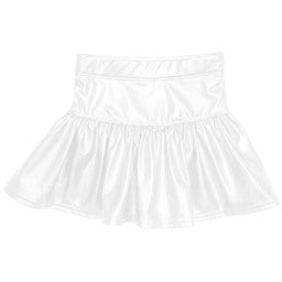 Metallic Slick Gathered Skort, White