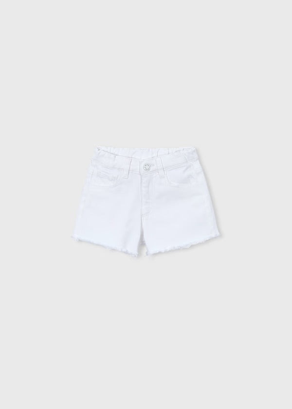White Denim Cut Off Short