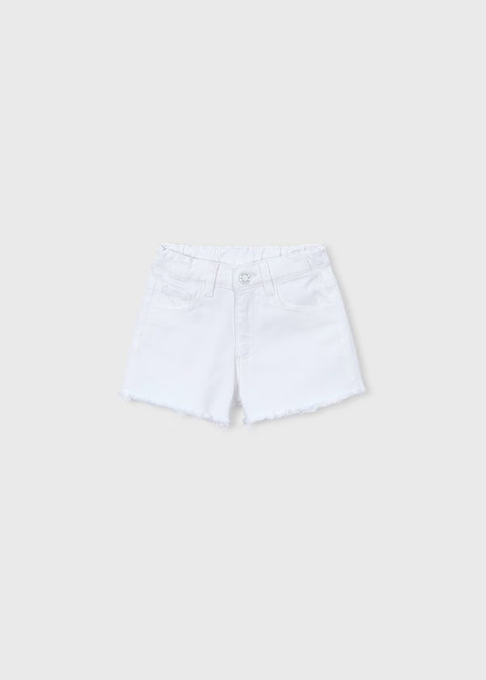 White Denim Cut Off Short