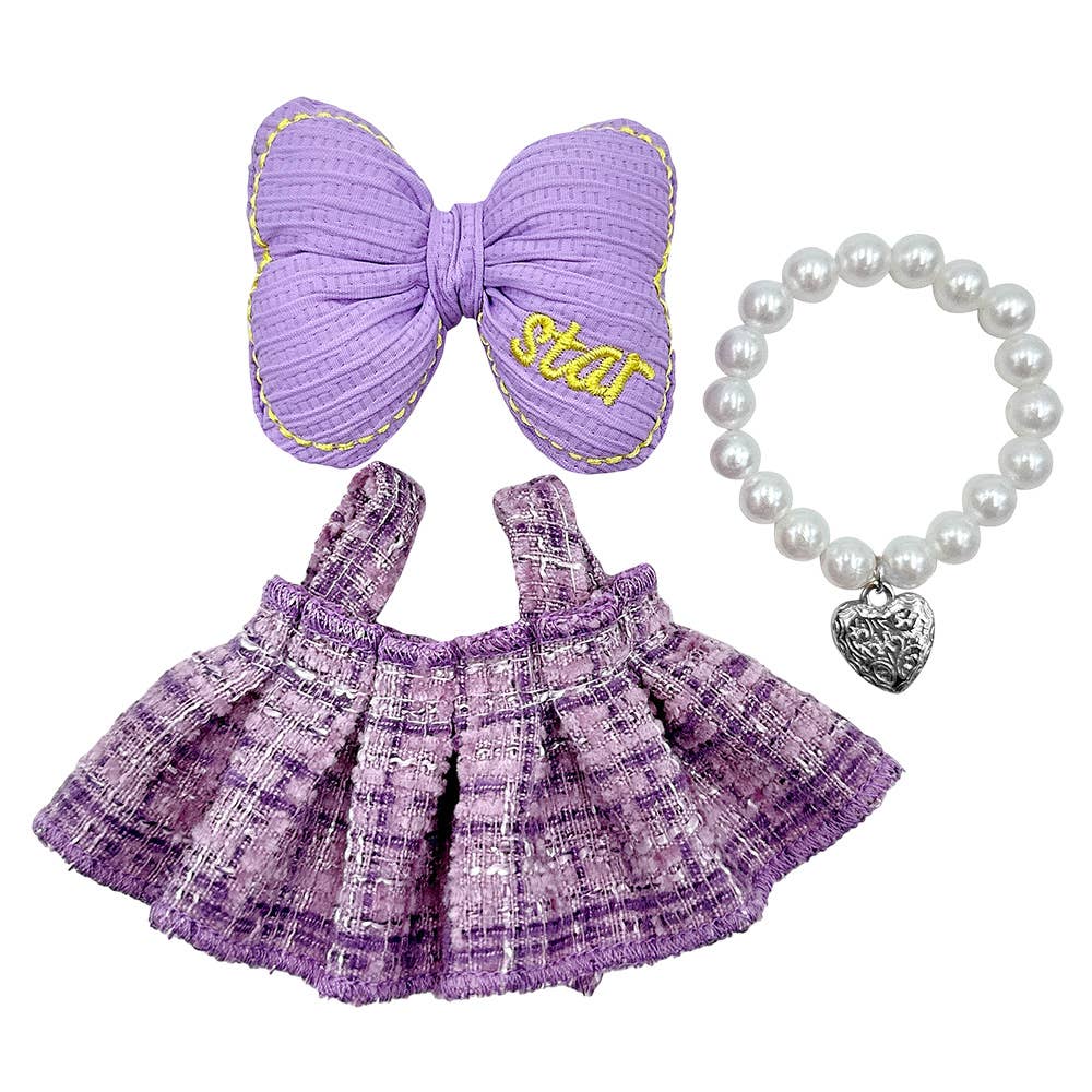 Labubu Compatible Mini Doll Tweed Dress Outfit Set (2 color options)