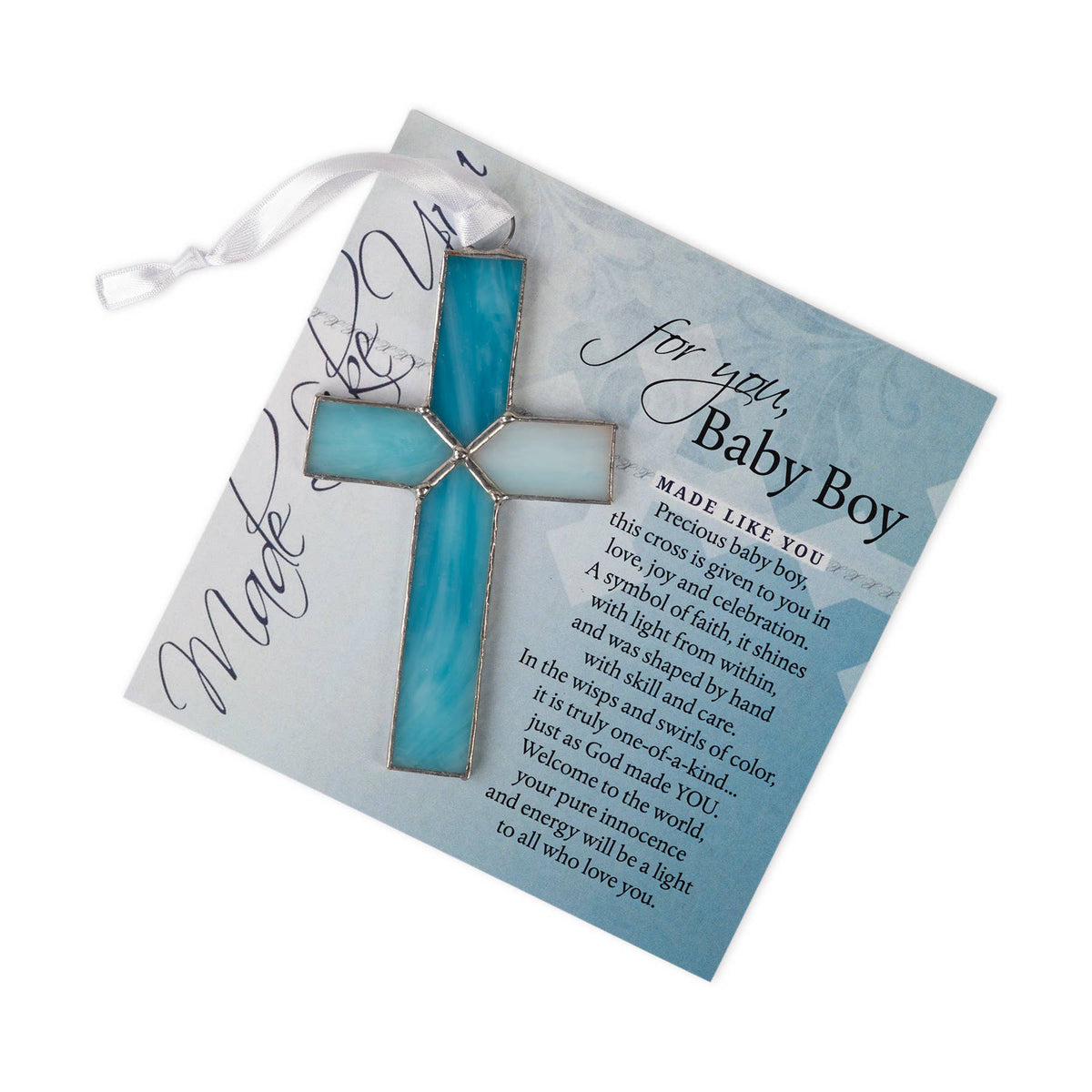 Light Blue Stained Glass Cross