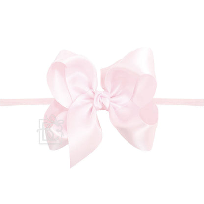 1/4" PANTYHOSE BABY HEADBAND W/SATIN BOW  (COLOR OPTIONS)