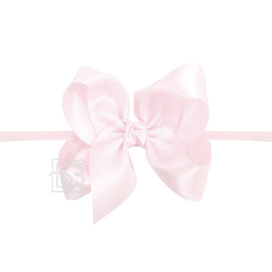 1/4" PANTYHOSE BABY HEADBAND W/SATIN BOW  (COLOR OPTIONS)