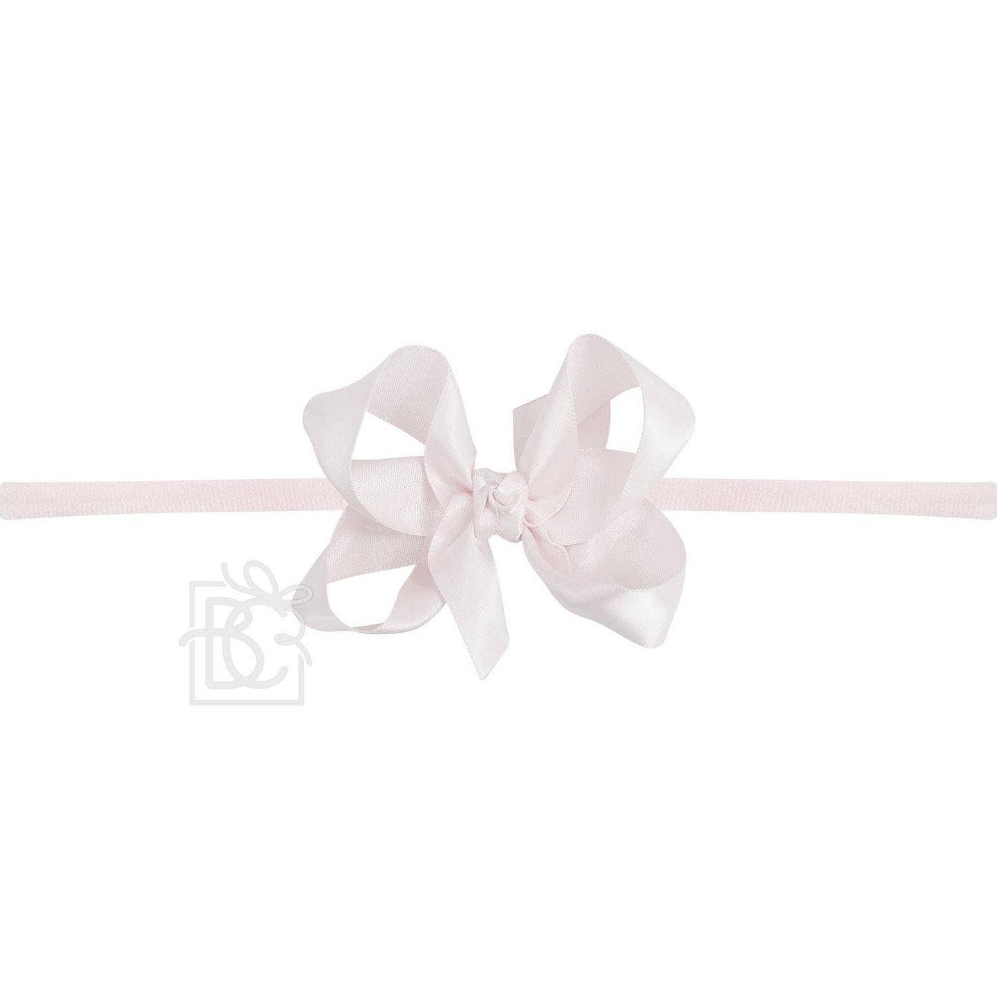 1/4" PANTYHOSE BABY HEADBAND W/SATIN BOW  (COLOR OPTIONS)