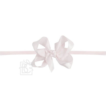 1/4" PANTYHOSE BABY HEADBAND W/SATIN BOW  (COLOR OPTIONS)