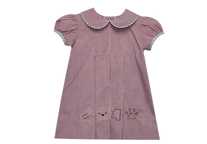 Bulldog Stitched A-Line Gingham Dress