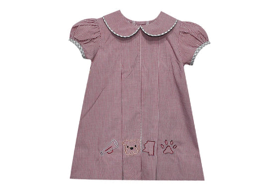 Bulldog Stitched A-Line Gingham Dress