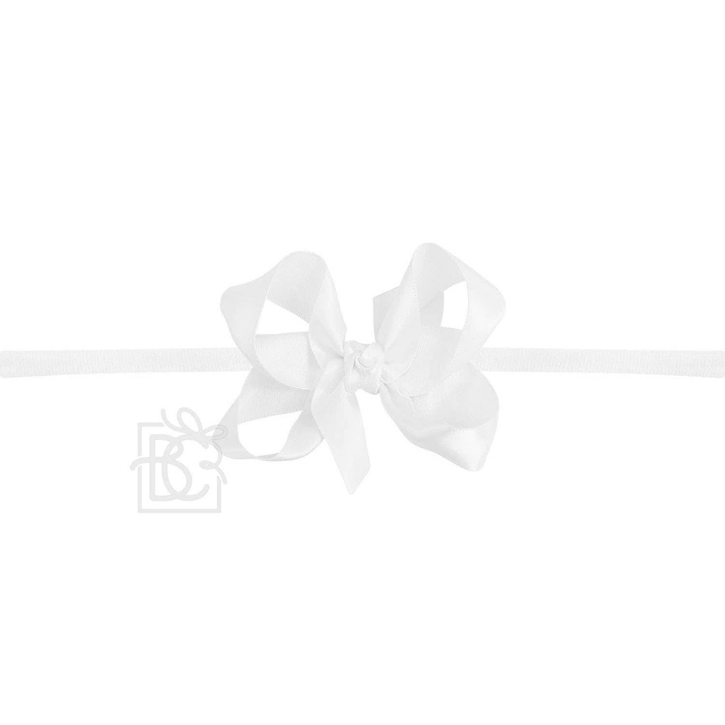 1/4" PANTYHOSE BABY HEADBAND W/SATIN BOW  (COLOR OPTIONS)