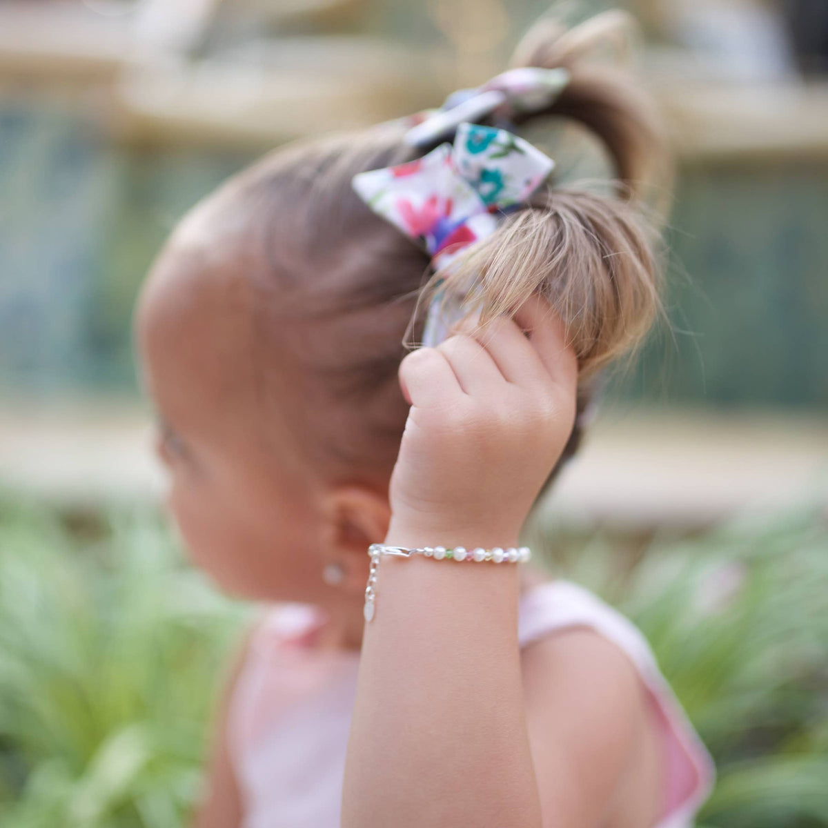 Sterling Silver Multi Crystal Pearl Baby & Kids Bracelet