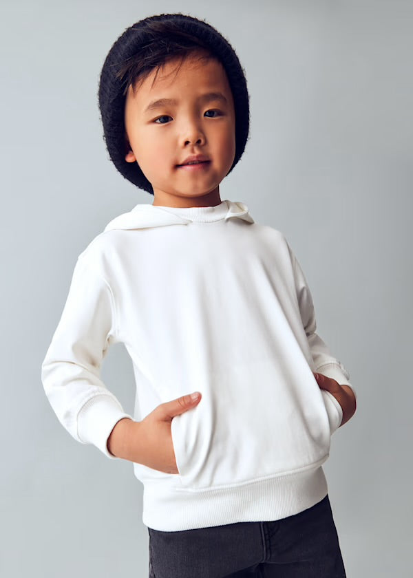 Boys Front Pocket Hoodie, Cream