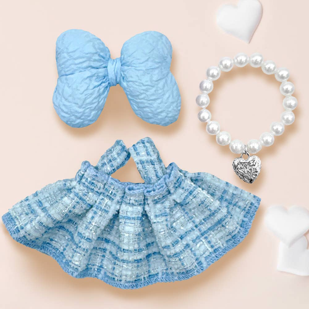 Labubu Compatible Mini Doll Tweed Dress Outfit Set (2 color options)