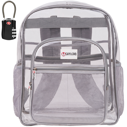 Clear Backpack For School XL | Top YKK® Zip | Gray Rhino