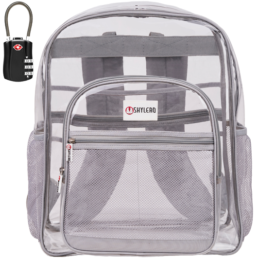 Clear Backpack For School XL | Top YKK® Zip | Gray Rhino