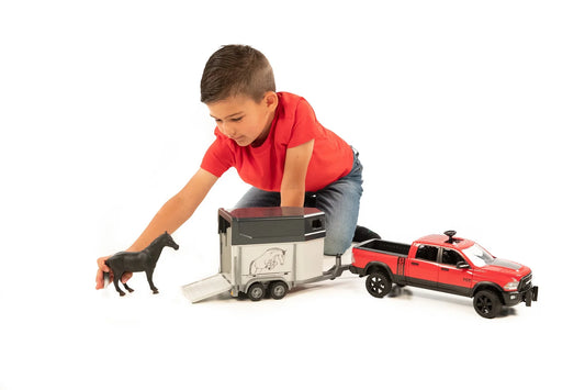 Bruder 02501 Ram 2500 Power Wagon with Horse Trailer and Horse