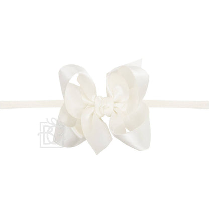 1/4" PANTYHOSE BABY HEADBAND W/SATIN BOW  (COLOR OPTIONS)