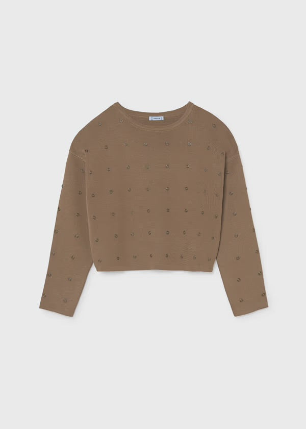 Grommet Stud Sweater, Camel