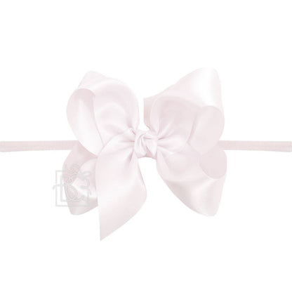 1/4" PANTYHOSE BABY HEADBAND W/SATIN BOW  (COLOR OPTIONS)