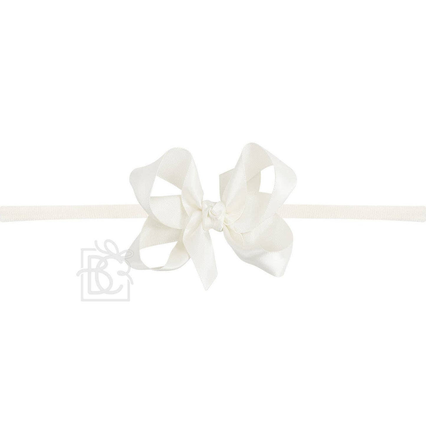 1/4" PANTYHOSE BABY HEADBAND W/SATIN BOW  (COLOR OPTIONS)