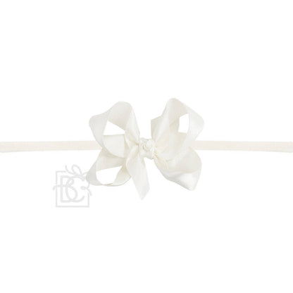1/4" PANTYHOSE BABY HEADBAND W/SATIN BOW  (COLOR OPTIONS)