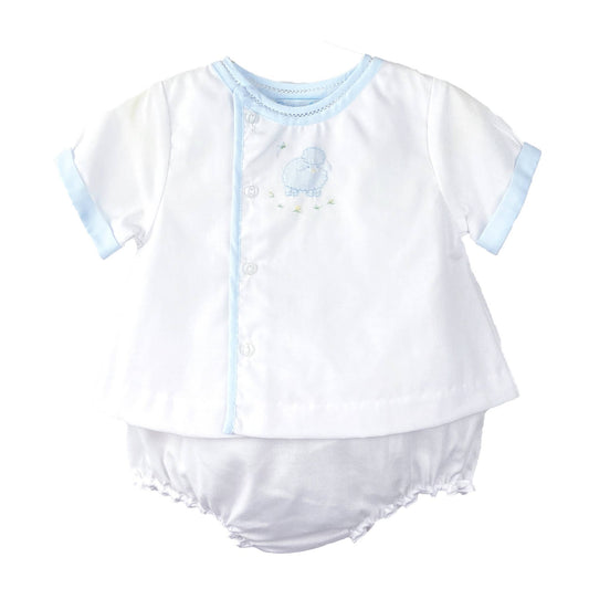 Shadow Stitch Lamb Diaper Set