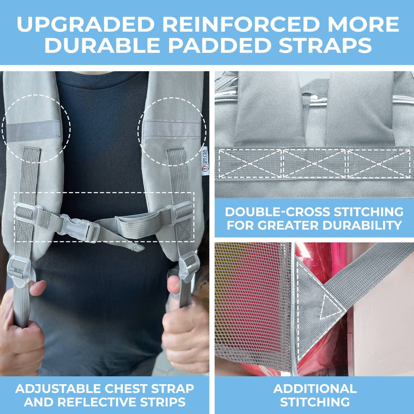 Clear Backpack For School XL | Top YKK® Zip | Gray Rhino