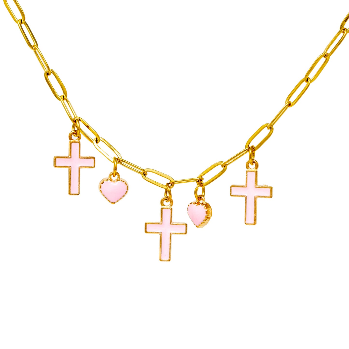 Cross & Heart Charm Necklace
