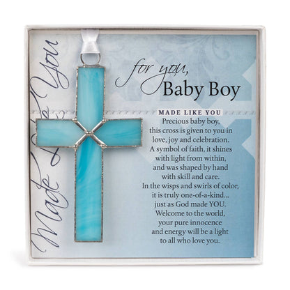 Light Blue Stained Glass Cross