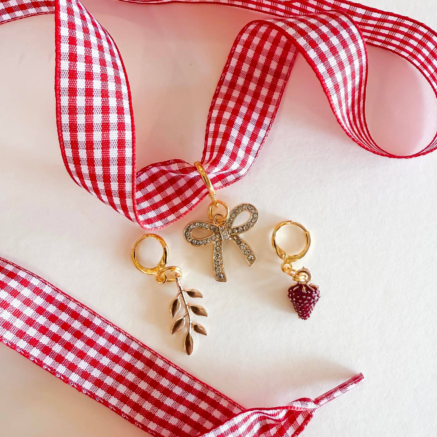 Gingham Shoe Charms and Lace Sets | Sneaker Charm Sets (2 color options)