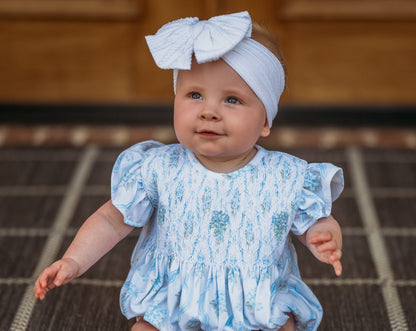Blue Hydrangea Smocked Bubble