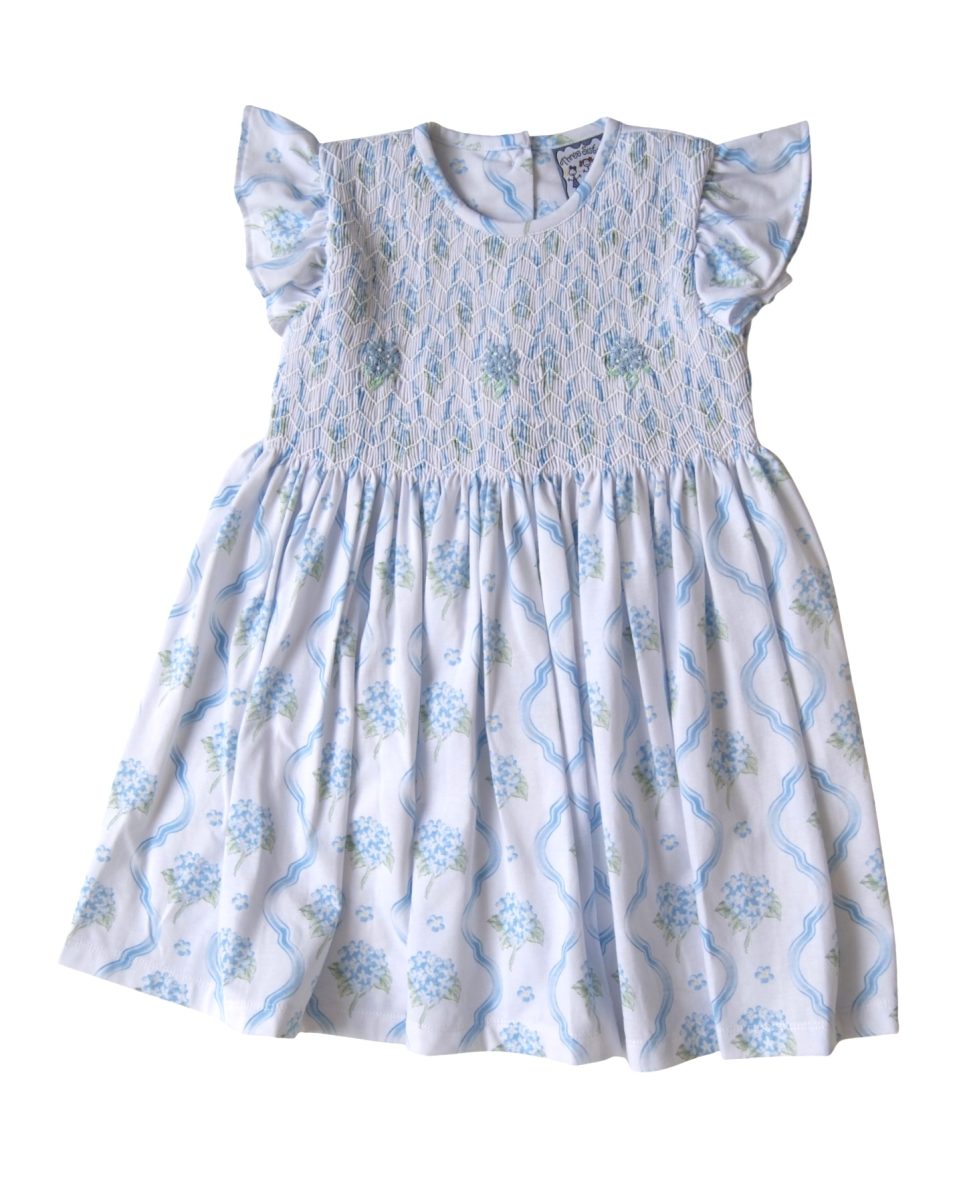 Blue Hydrangea Smocked Dress