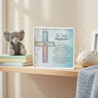 Handmade Clear Stained Glass Cross