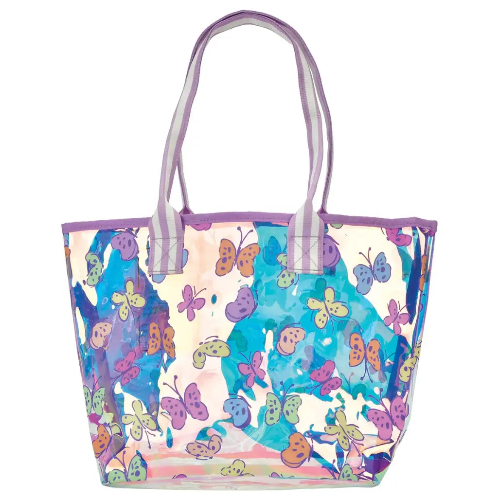 Clear Tote Bag, Bright Butterflies