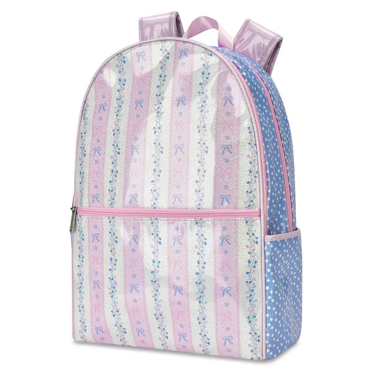 Pink Floral Stripe Backpack