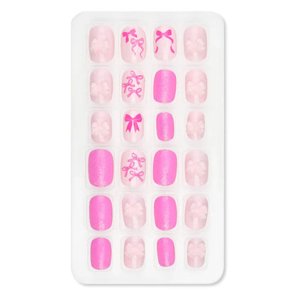 Bow Press On Nails, Pink