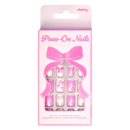 Bow Press On Nails, Pink