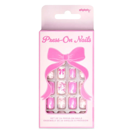 Bow Press On Nails, Pink