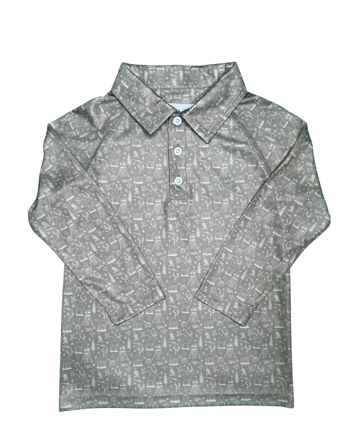 Hunting Print LS Performance Polo, Green