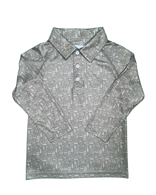 Hunting Print LS Performance Polo, Green